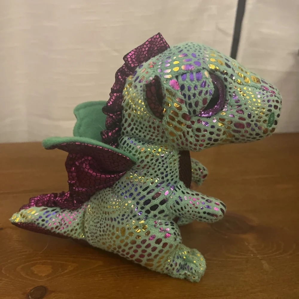 TY Beanie Boos CINDER Dragon Green Sparkle Holo Design Plush 6